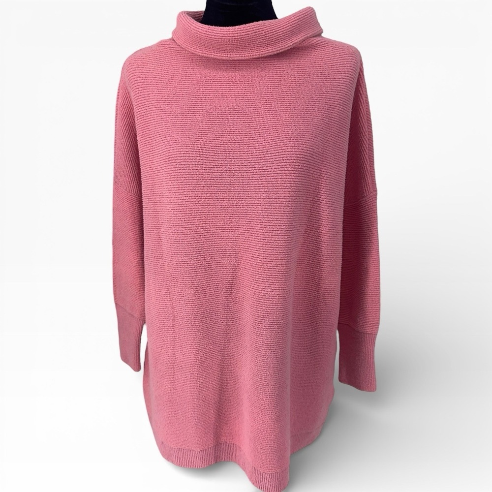 Free People Ottoman Slouchy Ribbed Tunic Sweater Size S Pink Long Sleeve